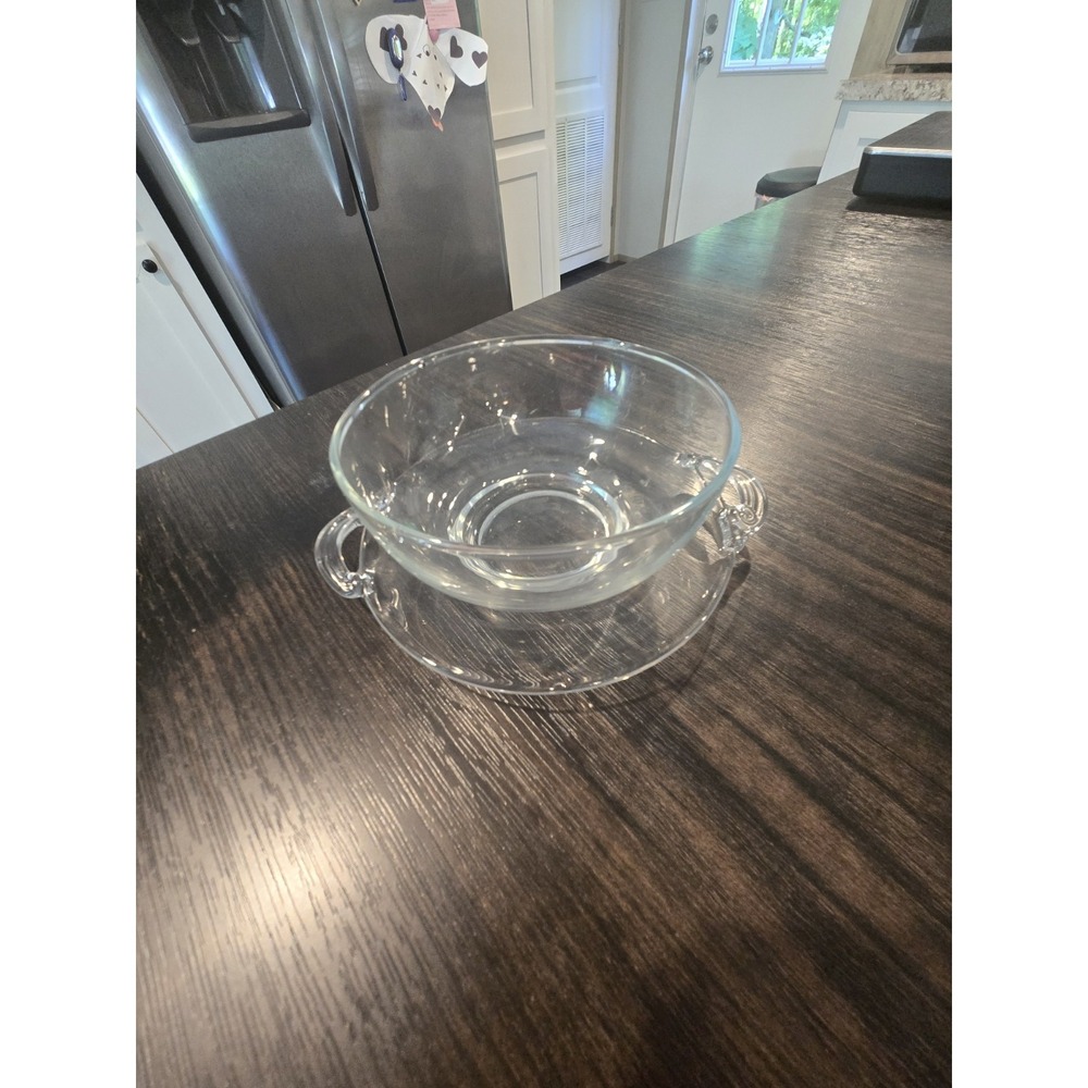 Clear Glas Cream Soup Bowl With Handled Underplate Serving Bowl Lemon Candy